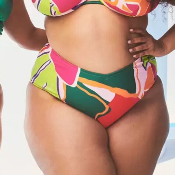 Gabi Fresh Swim x ELOQUII Women's V-Front High Waisted Bikini Bottom - 18 - Picture 1 of 8